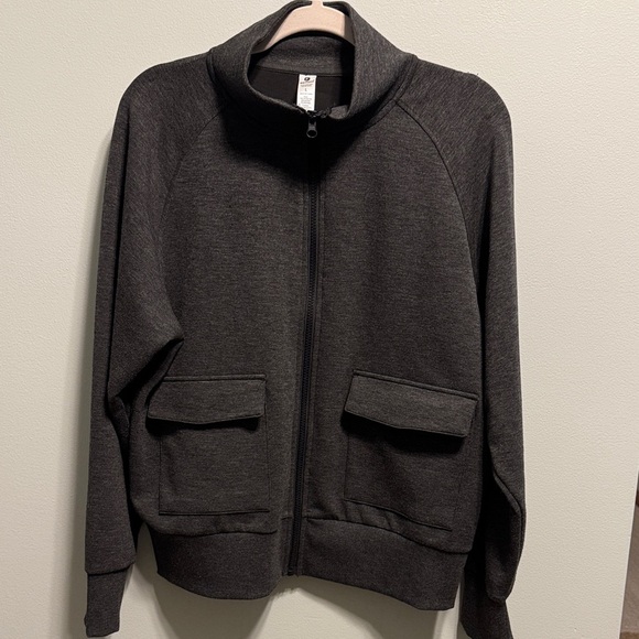 90 Degree By Reflex Jackets & Blazers - 90 Degree By Reflex Charcoal Full Zip Jacket